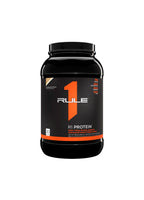Rule One proteinflaska, svart med orange rand och lock