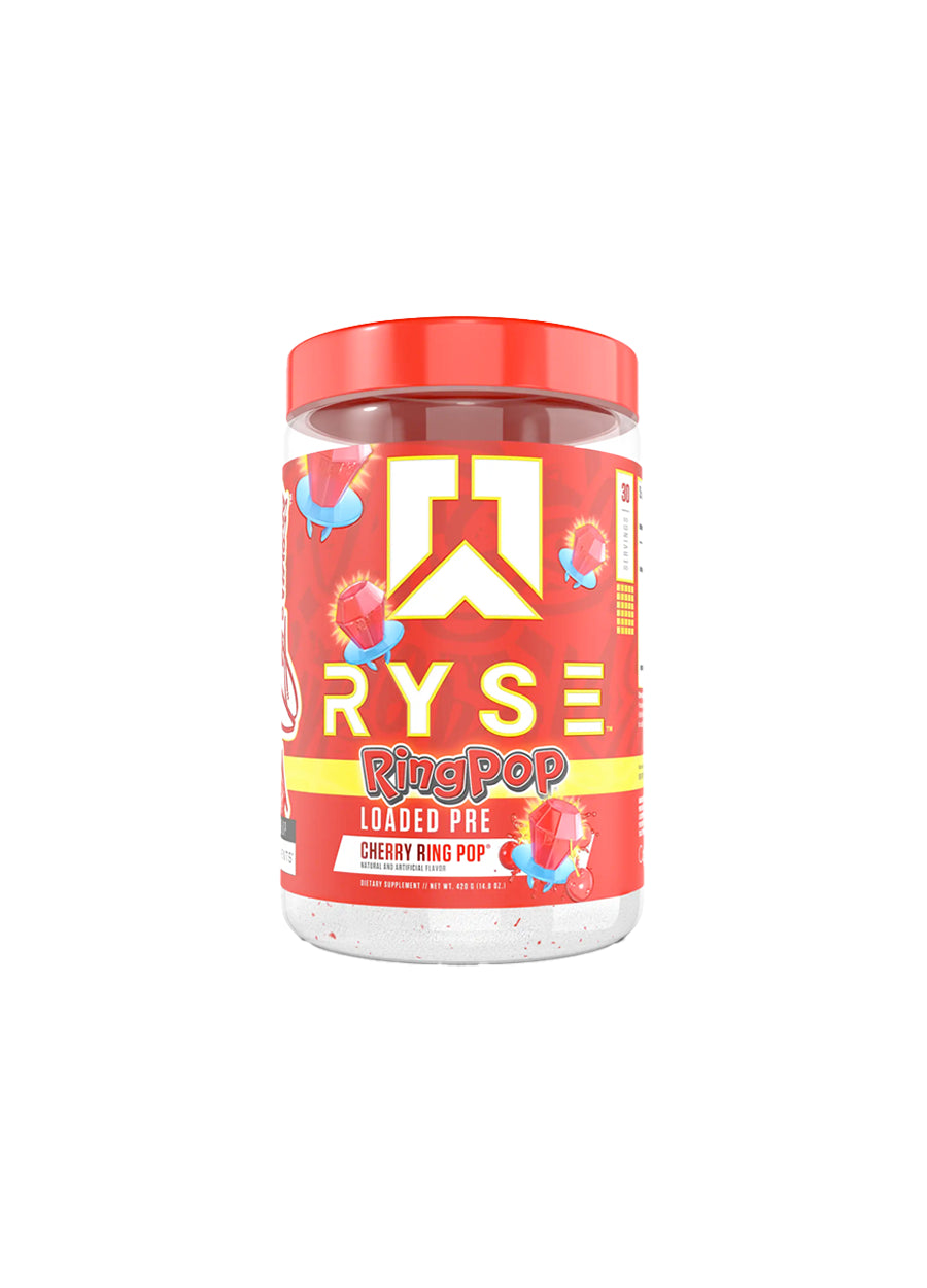 RYSE Supplement Loaded Pre 474g Cherry Ring Pop Framsida