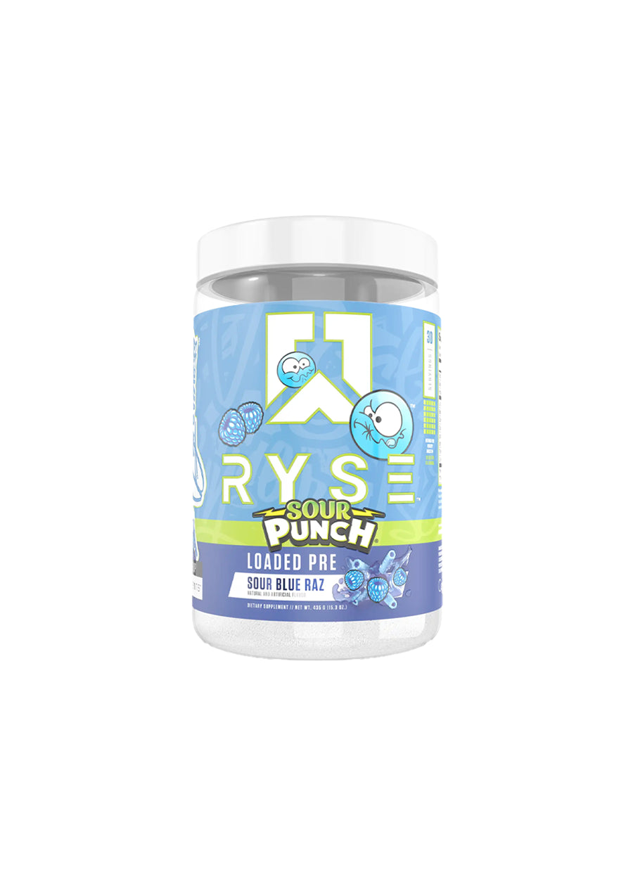 RYSE Supplement Loaded Pre 474g Sour Punch Sour Blue Raz Framsida