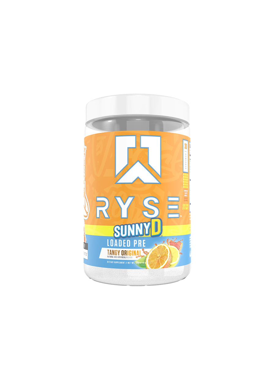 RYSE Supplement Loaded Pre 474g Sunny D Tangy Original Framsida