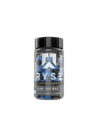 RYSE Pump Cap Max-flaska med svart kapsyl och blå markerade kapslar