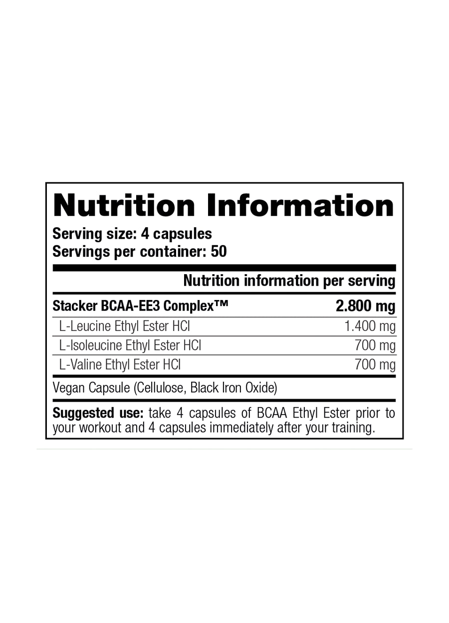 STACKER2 BCAA Ethyl Ester 198 Kapslar innehåll