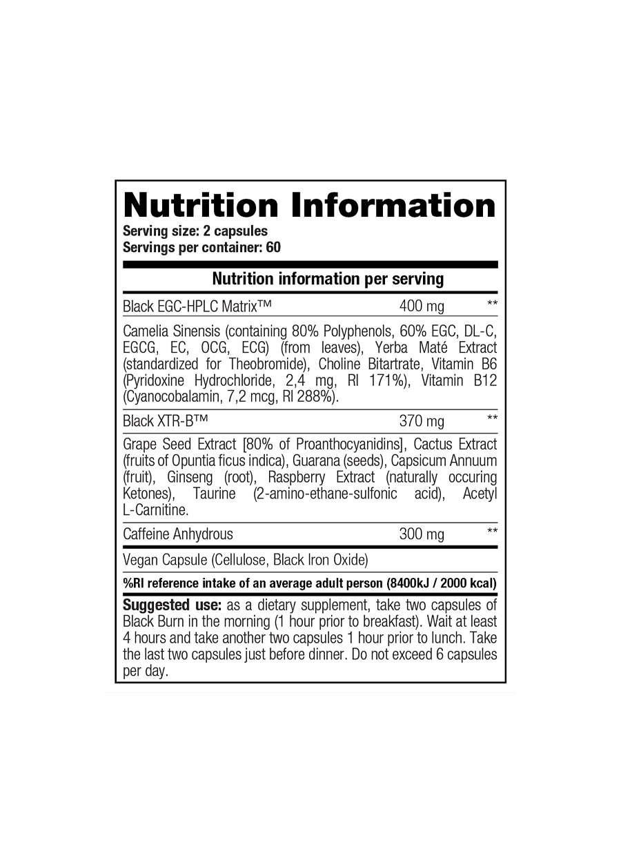 Stacker2 Black Burn 120 Kapslar Innehållslista