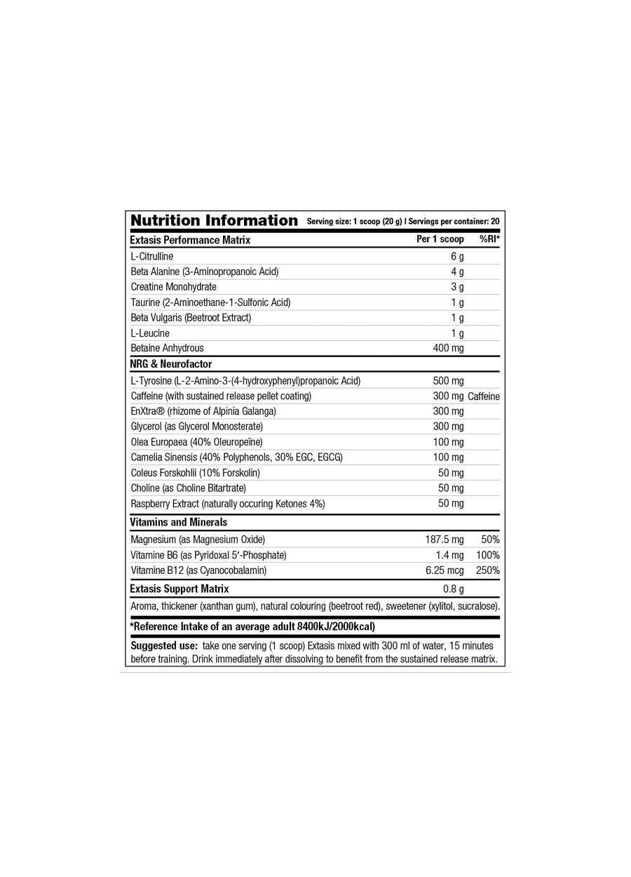 STACKER2 Extasis PWO 400g innehåll