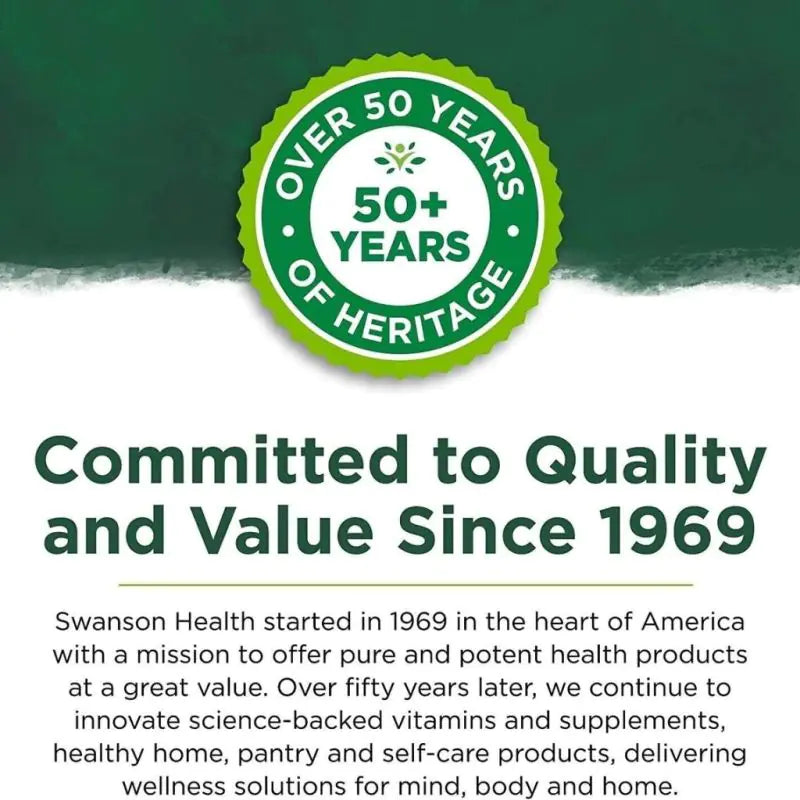 Swanson 50+ years of heritage-märke och text på etiketten