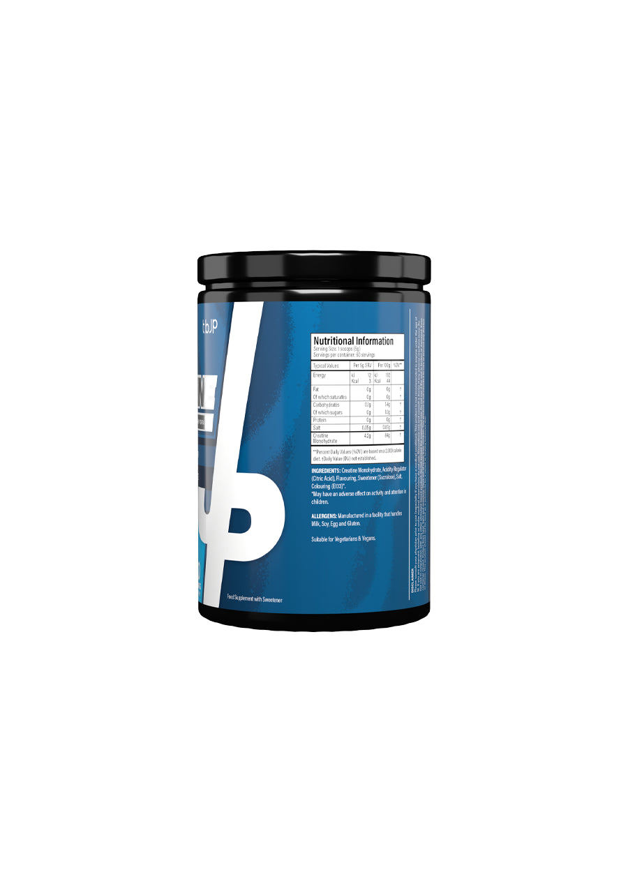 Trained by JP Flavoured Creatine 300g Blue Slushy Baksida