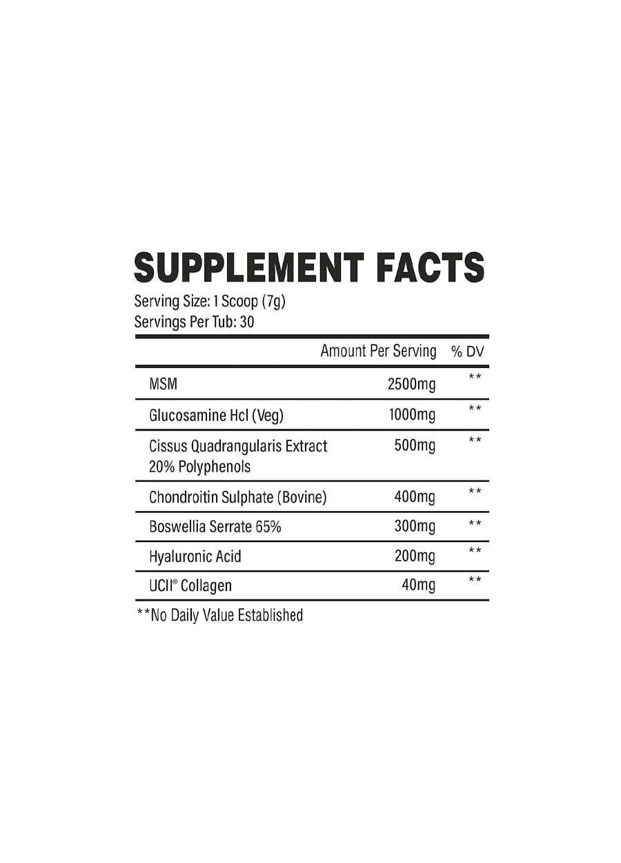 Tränad av JP Join-In kosttillskott, “Supplement Facts”-tabell
