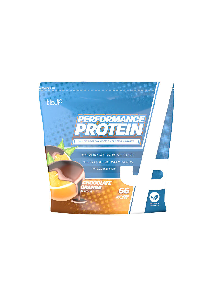 Proteinpulverpåse Performance Protein med choklad-orange-smak, 2000 g