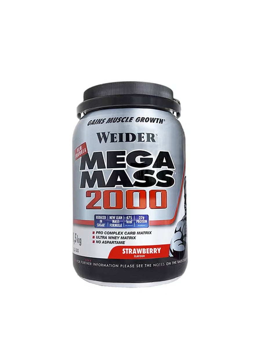 Weider Mega Mass 2000 1500g Strawberry Framsida